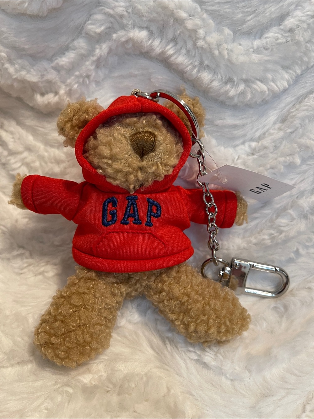 NWT GAP Red Hoodie Plush Bear Bag Charm - Picture 5 of 16